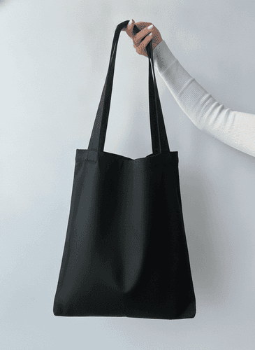 Black Twill Tote Bag with Long Handles
