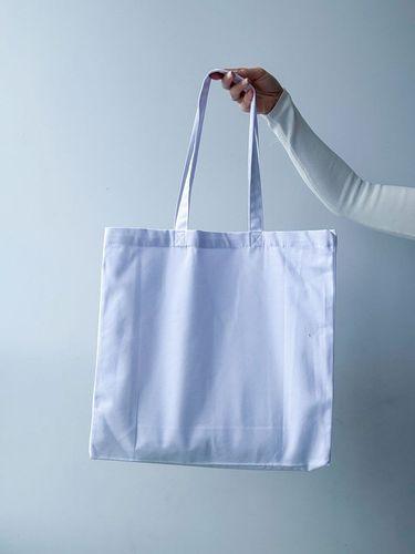 Шопер із саржі з бічними вставками - міцна біла екосумка для покупок без друку розмір: 40см × 40см × 12см