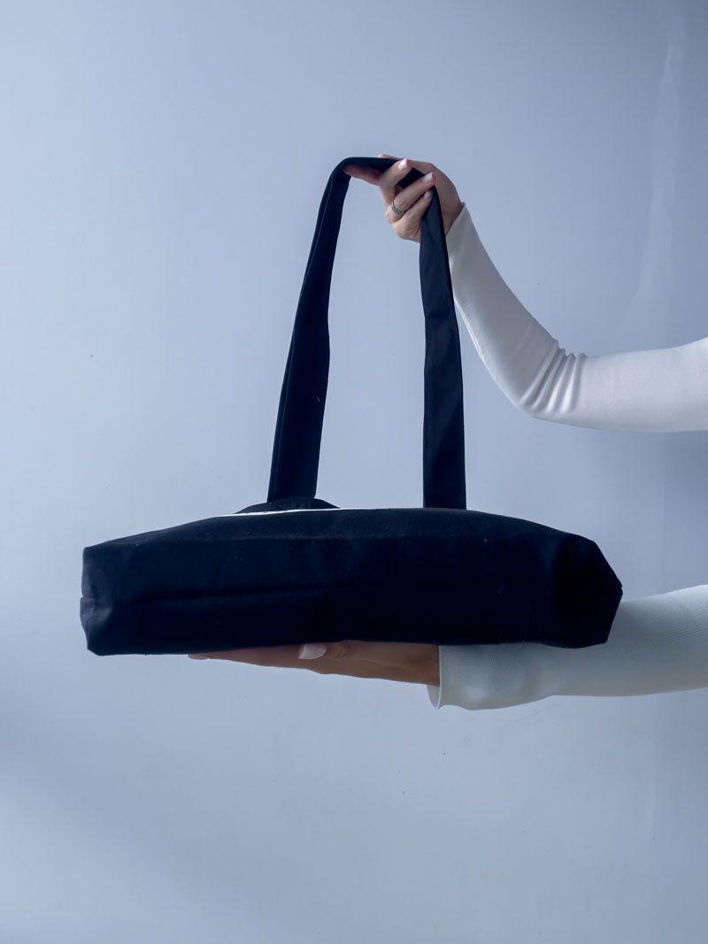 Чорна сумка-шопер із саржі з розширеним дном та довгими ручками – міцна еко-сумка для покупок і щоденного використання без друку розмір: 35см × 40см × 6см