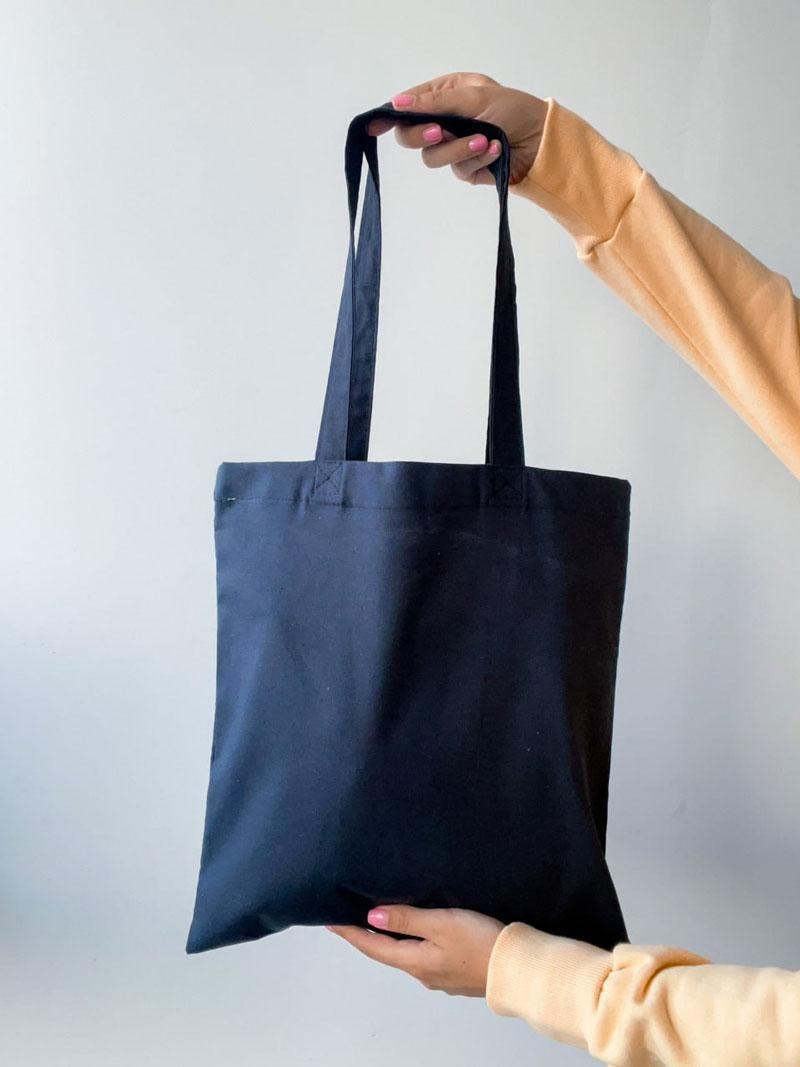 Шопер из бязи c надписm. "I stand with Ukraine" с печатью Черный/Светлый беж суровый  Размер: 35см х 38см