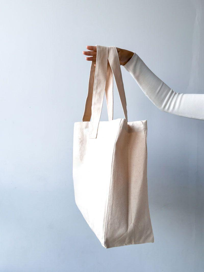 Сумка з боковою вставкою з двонитки з ущільненим дном – міцна еко-сумка для покупок і щоденного використання без друку розмір: 50см х 35см х 15см