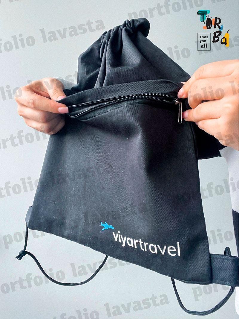 Котоновый рюкзачок для сменки с наружным карманом на замочке без печати Размер: 35cм х 40см