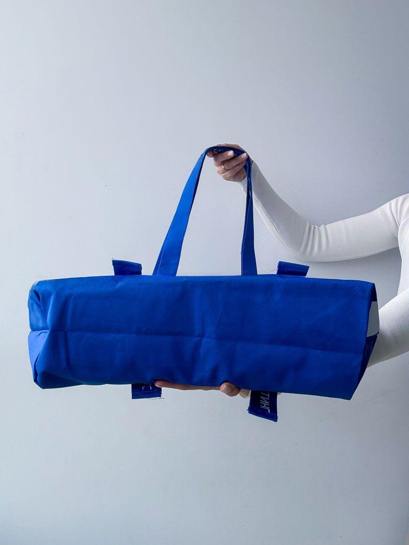 Яскрава синя шопер-сумка з саржі - міцна екосумка для покупок і щоденного використання без друку розмір: 60 см х 40 см х 15 см