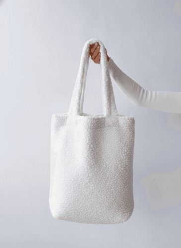 White Fluffy Shearling Tote Bag