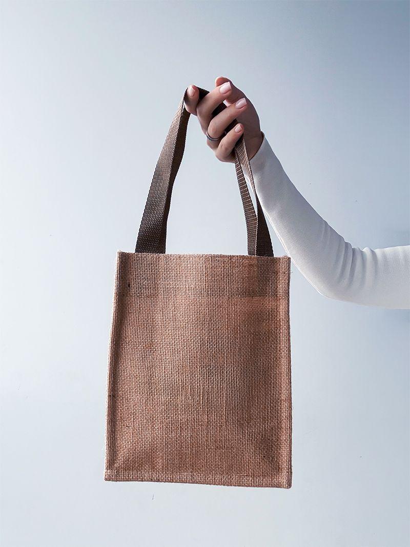 Натуральна еко-сумка для пляшок з мішковини, без друку, розмір: 20см х 25см х 10см