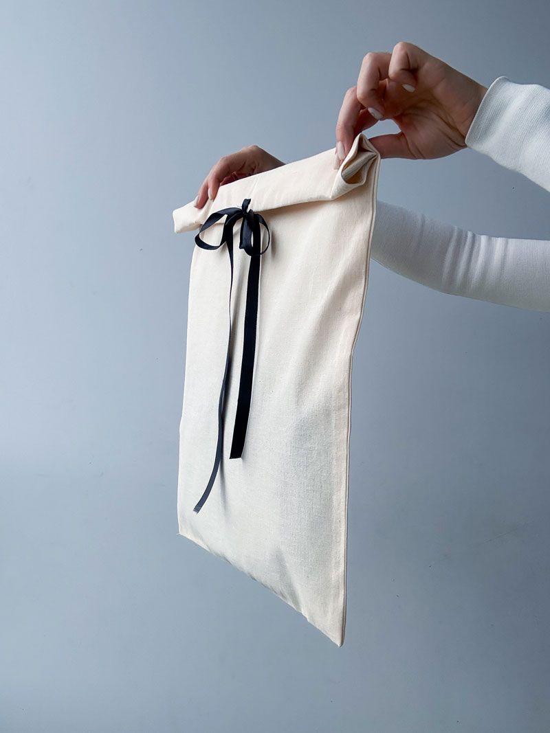 Мішечок із бязі з відворотом і стрічкою - текстильна упаковка для одягу, подарунків та зберігання без друку розмір: 37см × 55см