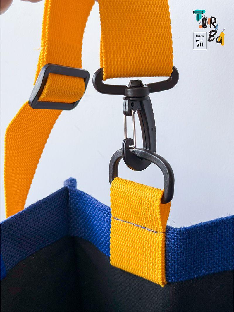 Практична джутова сумка-шопер з ручками та довгим ремінцем, без друку, розмір: 38см х 35см х 15см