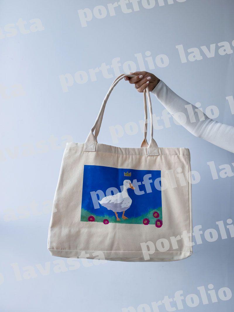 Великий шопер із бавовняної саржі з широким дном — містка екосумка для покупок та щоденного використання без друку розмір: 45см х 35см х 20см