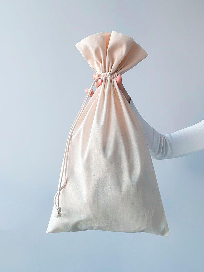 Мешочек светло-бежевый из бязи, для хранения вещей, натуральная ткань без печати, размер 35см x 60см
