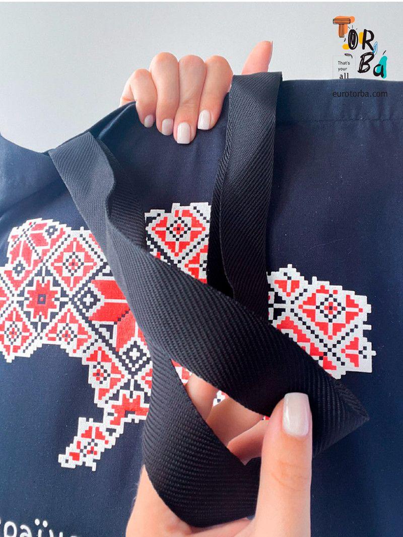 Шопер с бязи с картой Украины с печатью Размер: 35см х 40см