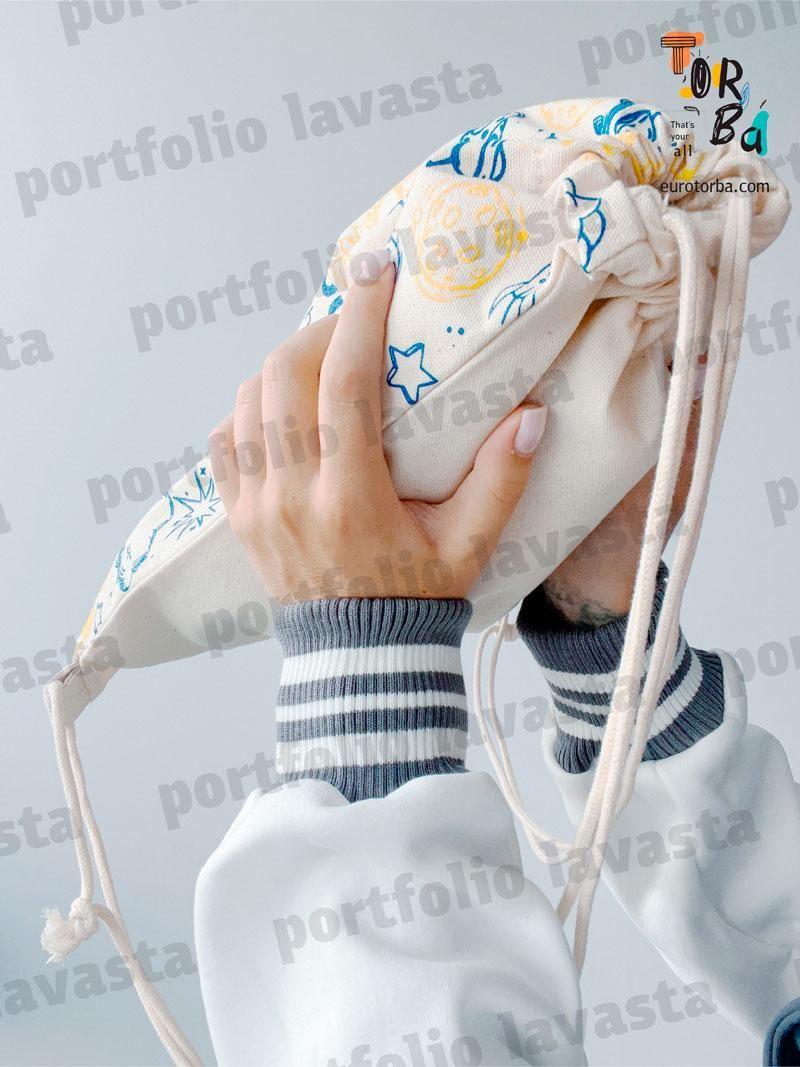 Рюкзачок ссуженный для сменки из двунитки без печати Размер: 35cм х 25см