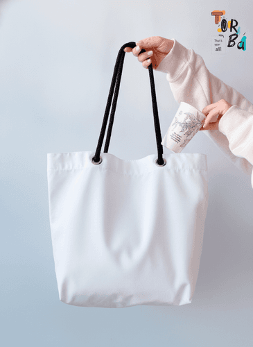 White Beach Tote with Rope Handles