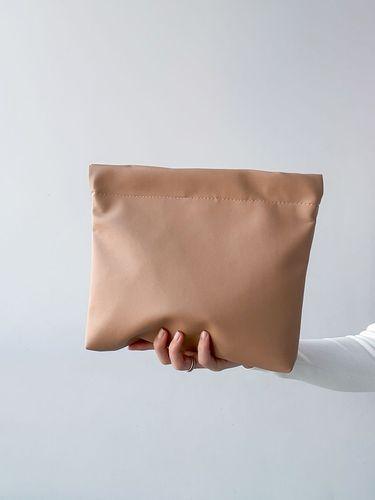 Трендовая бежевая косметичка из экокожи на магните, без печати, размер: 30см х 25см х10см