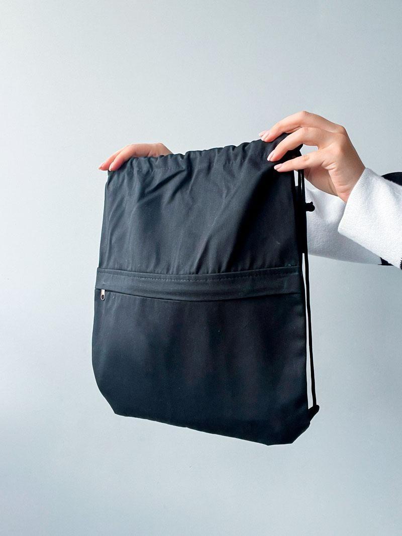 Котоновый рюкзачок для сменки с наружным карманом на замочке без печати Размер: 35cм х 40см