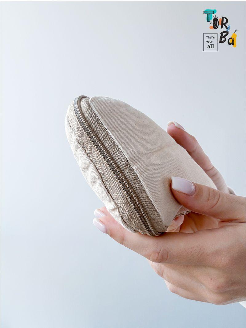 Світло-бежева сумка з натуральної тканини з дном на застібці-блискавці, без друку, розмір: 35см х 40см х 10см