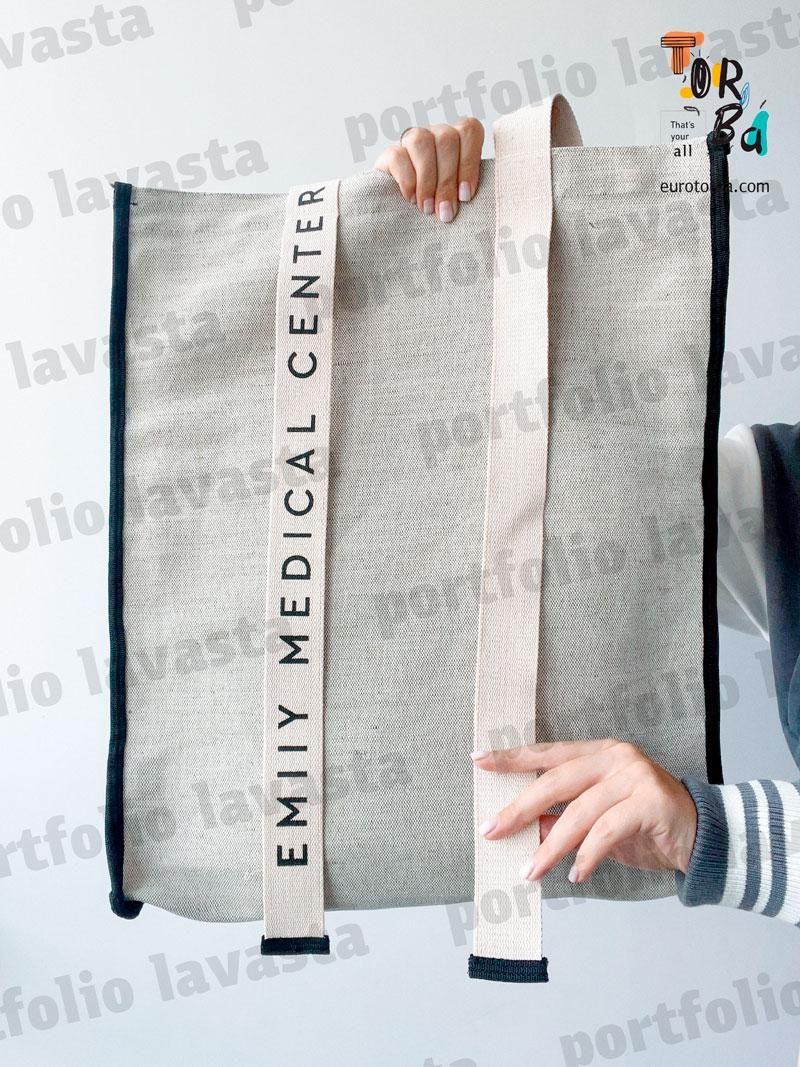 Сумка из брезента с черной окантовкой ручками нахлест по всей высоте без печати Размер: 40cм х 50см х 5см