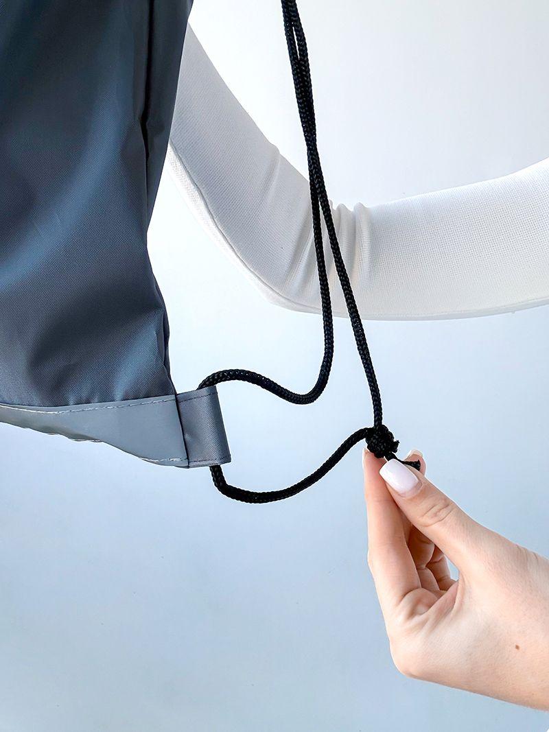 Сірий рюкзак для взуття зі світловідбивною стрічкою, без друку, розмір: 35см х 40см