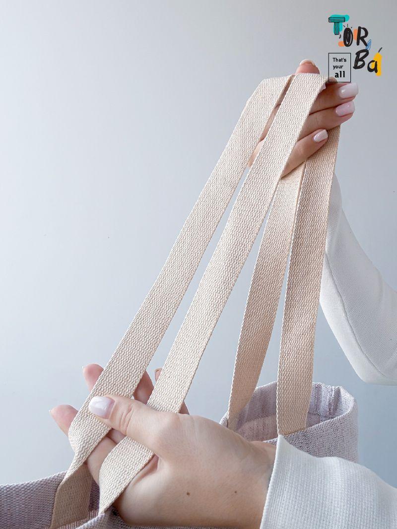 Об'ємний шопер з канвасу та брезенту, в в двох кольорах, без друку, розмір: 46см х 31см х 13см