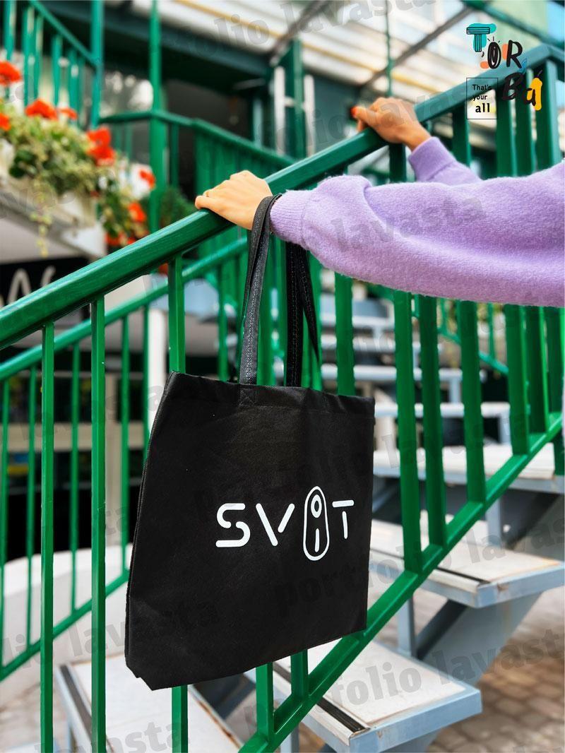 Спанбонд чорний шопер торба бюджетна без друку
