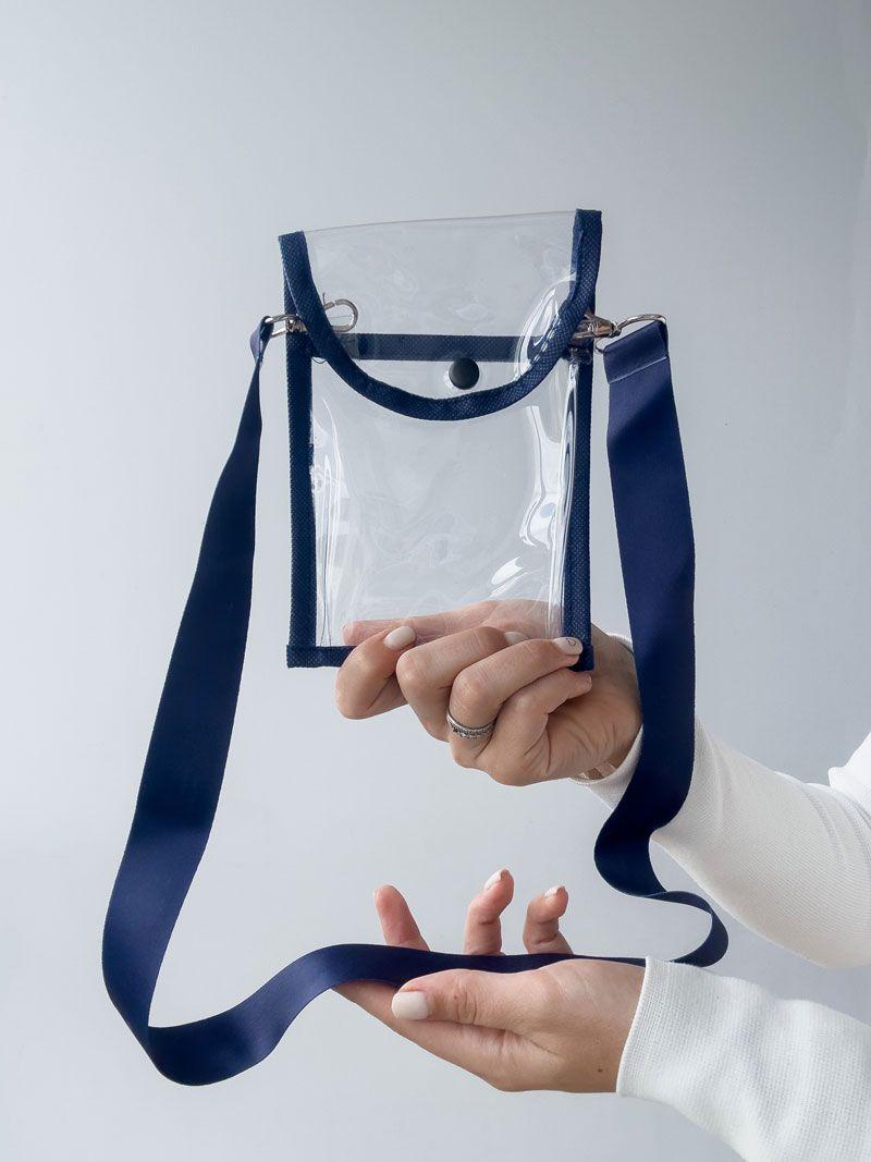 Прозора косметичка-сумочка з ПВХ з довгим ремінцем - компактний водостійкий органайзер для документів і дрібниць, без друку розмір: 10см х 12см х 2см