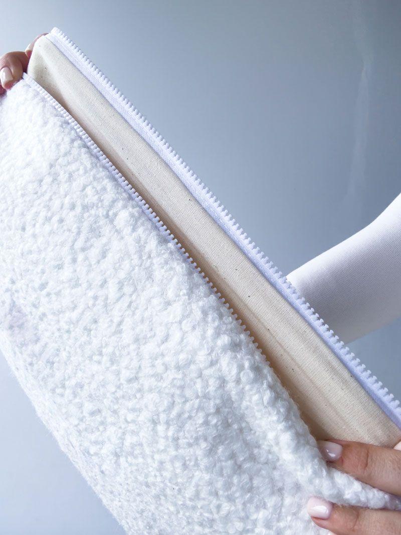 Білий чохол для ноутбука з шерпи з підкладкою – м’який захисний футляр на блискавці  без друку розмір: 38см х 27см