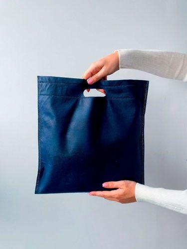 Сумка шопер із спанбонду темно-синя з вирубленою ручкою (Послуги)