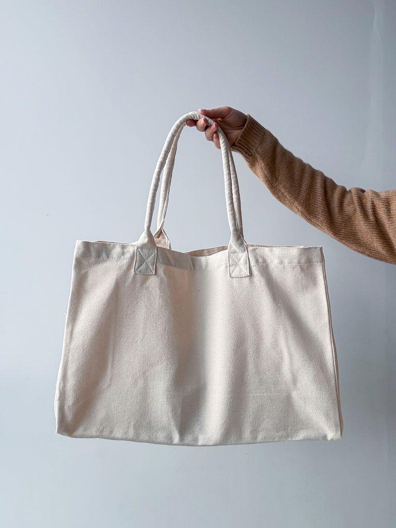 Шопер із саржі - стильний та зручний для щоденного використання, без друку, розмір: 50cм х 35см х 18см