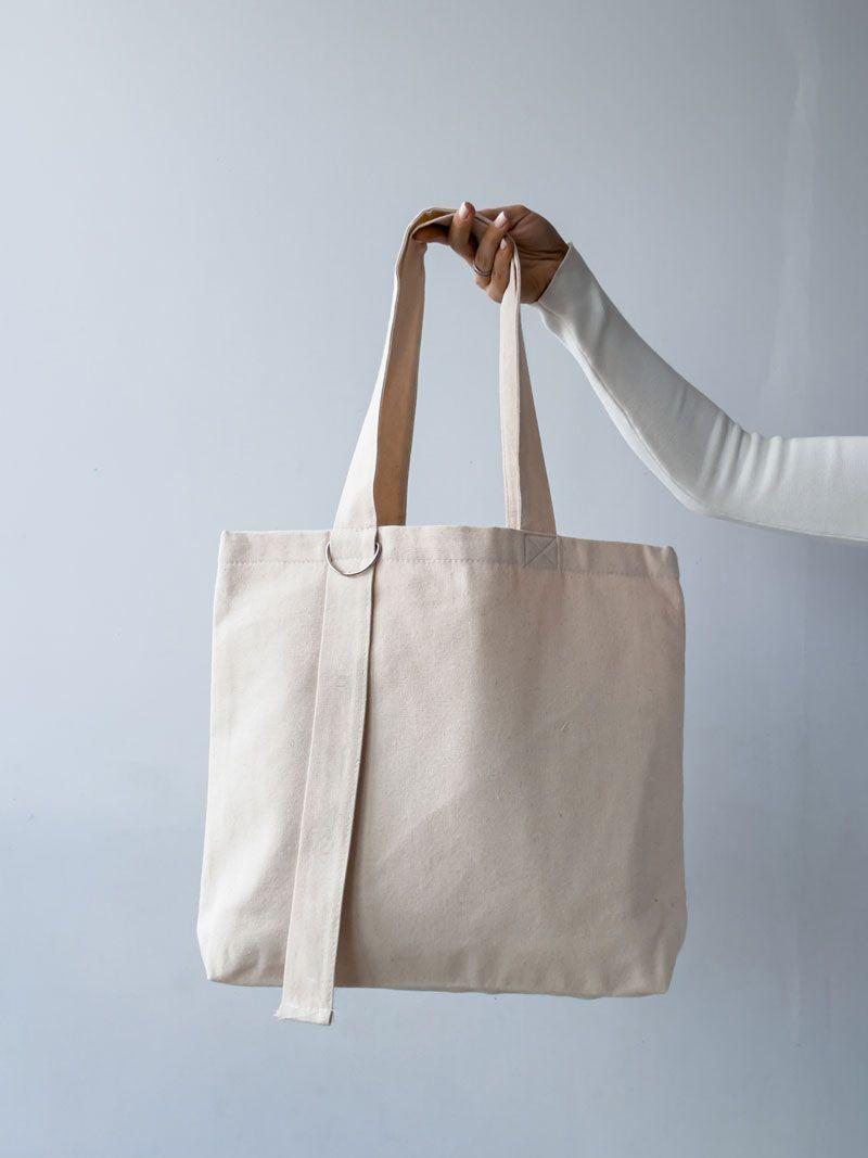 Еко-шопер із двунитки з кільцем — стильна бавовняна сумка для покупок і щоденного використання без друку, розміри: 43см х 35см х 8см