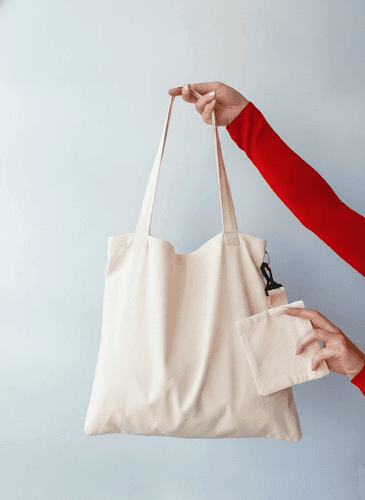 Tote Bag with Built-In Handles & Carabiner Pocket