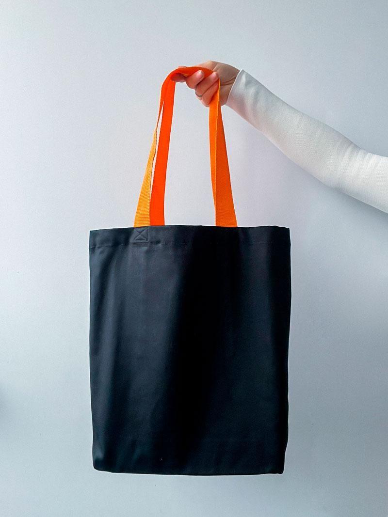 Торба лаваста з помаранчевими ручками з кишенею без друку