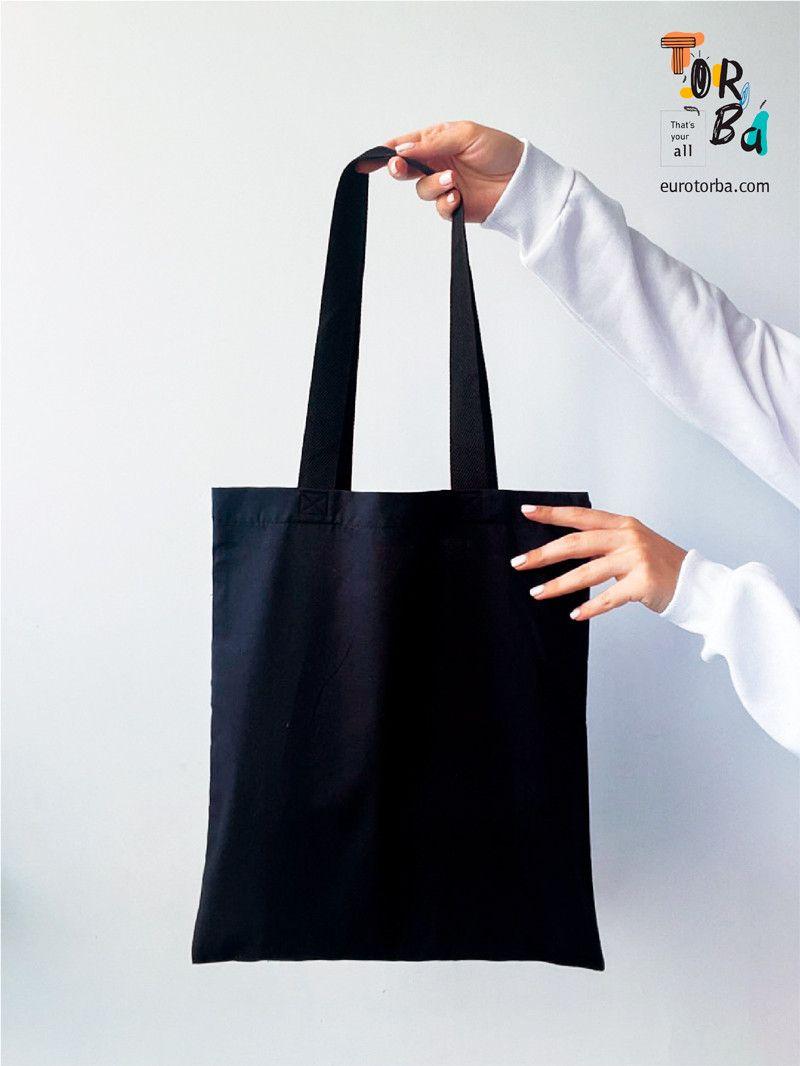 Шопер из бязи черный "Танчик" с печатью Размер: 38см х 42см