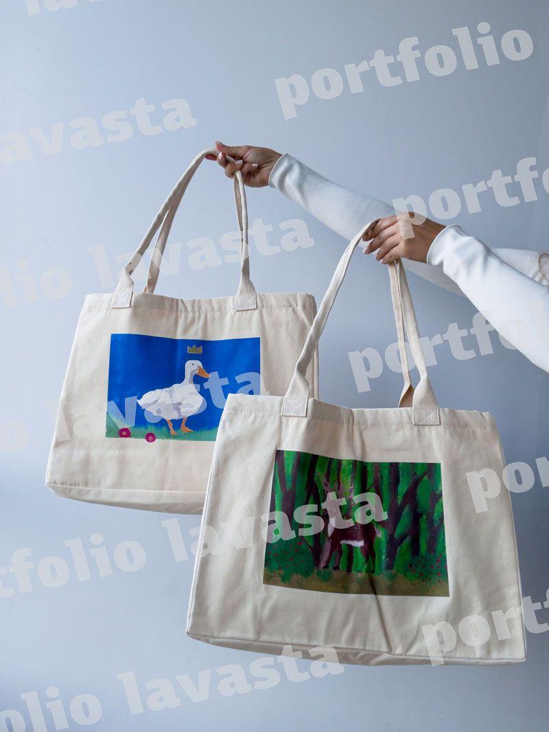 Великий шопер із бавовняної саржі з широким дном — містка екосумка для покупок та щоденного використання без друку розмір: 45см х 35см х 20см