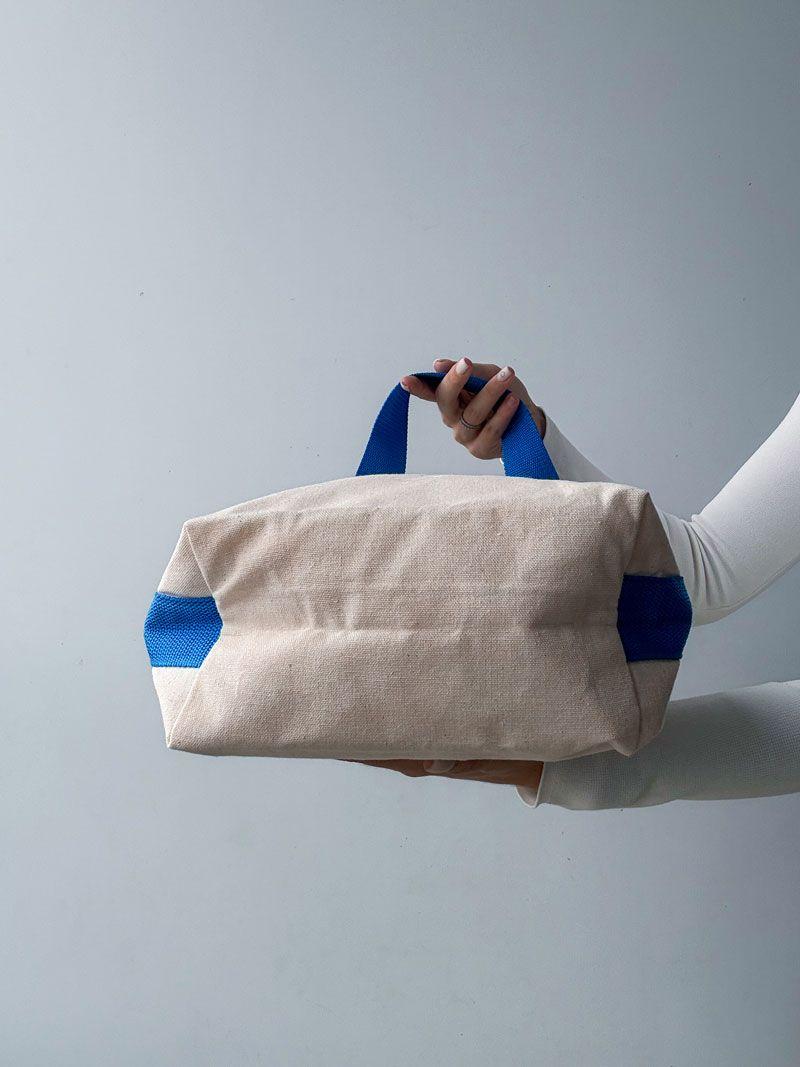 Сумка з двонитки з бічною стрічкою - кросбоді без друку, розмір: 33см х 35см х 12см