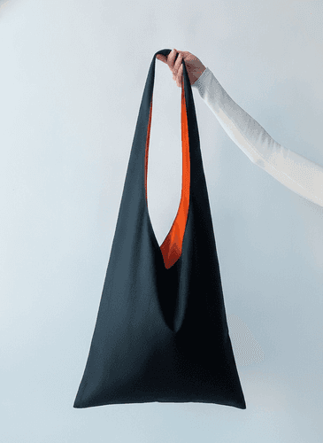 Black Canvas Tote with Orange Lining