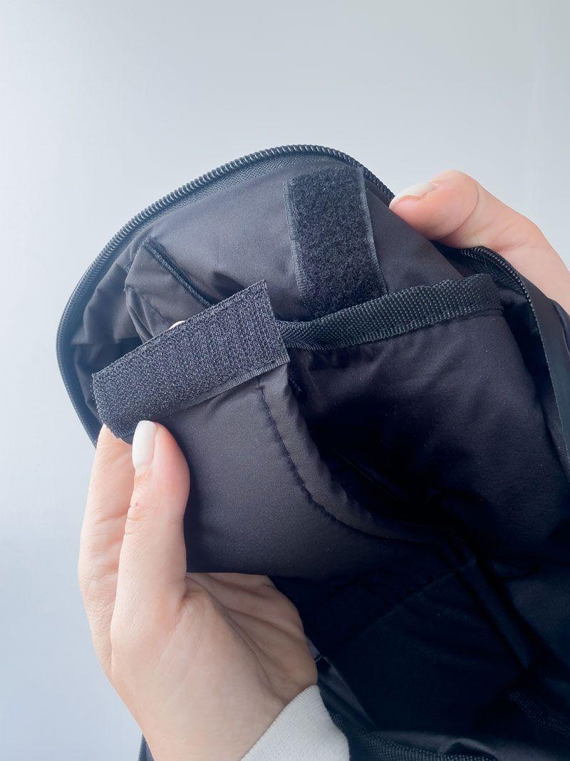 Чорний органайзер-сумка з плащівки на блискавці з відділеннями - компактна косметичка або дорожній кейс для аксесуарів без друку розмір: 24см х 18см х 10см