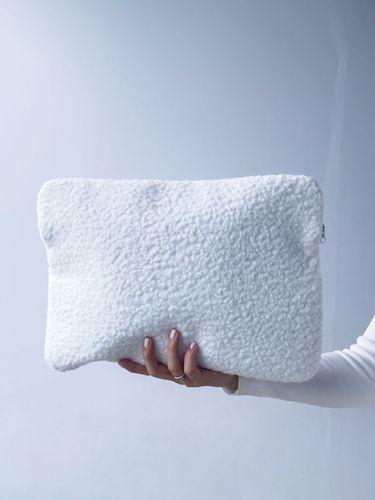 Білий чохол для ноутбука з шерпи з підкладкою – м’який захисний футляр на блискавці  без друку розмір: 38см х 27см