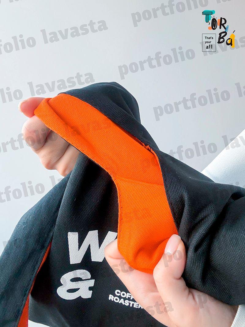 Черная сумка с оранжевой подкладкой, материал канвас, стильная и удобная сумка без печати, размер 43см x 92см