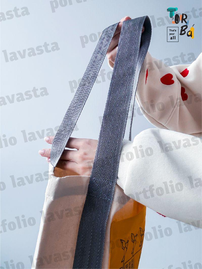 Еко-сумка із кишенею, нависаючою стрічкою та кольоровими ручками, без друку, розмір: 35см х 40см х 7см