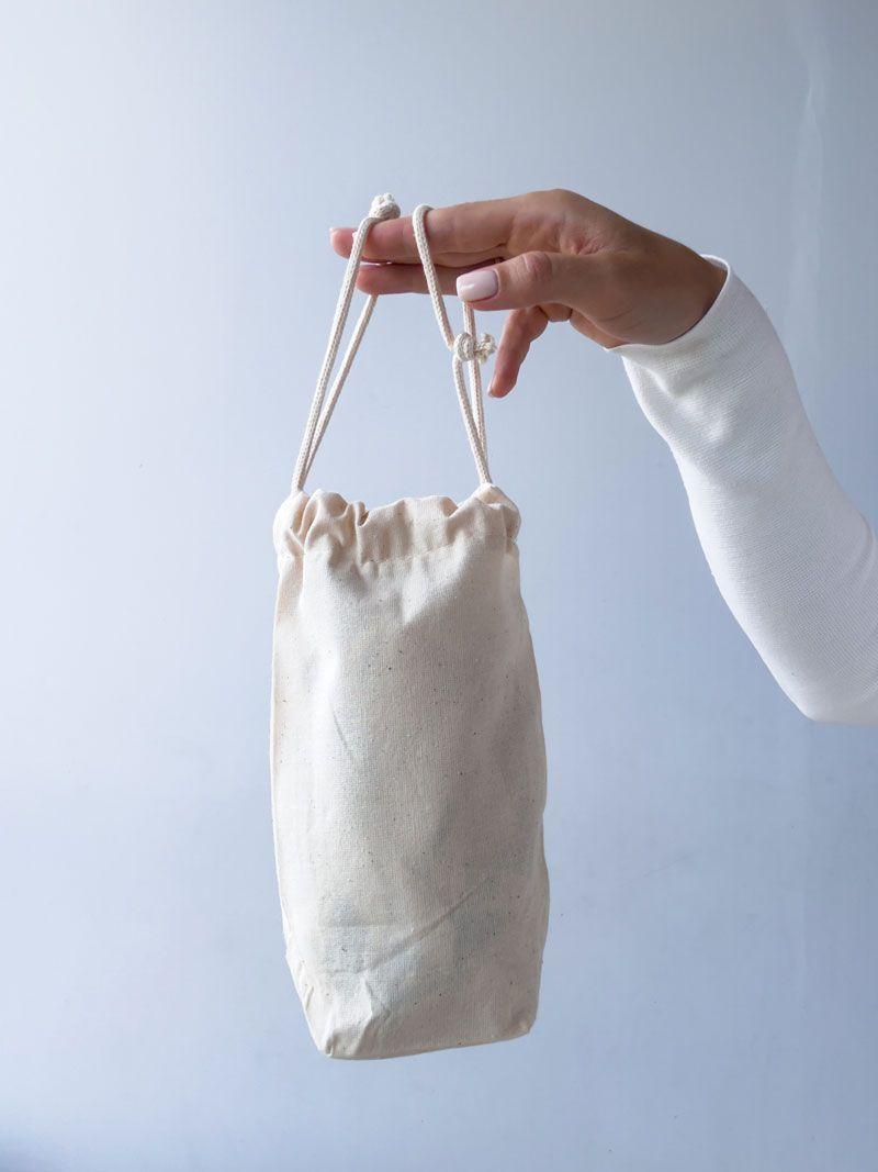 Мішечок із бязі з квадратним дном і бавовняним шнурком — натуральний тканинний пакет для пляшок та подарункового пакування без друку розмір: 17см х 22см х 9см