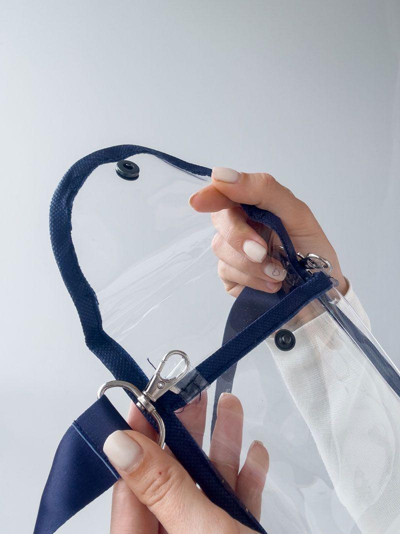 Прозора косметичка-сумочка з ПВХ з довгим ремінцем - компактний водостійкий органайзер для документів і дрібниць, без друку розмір: 10см х 12см х 2см