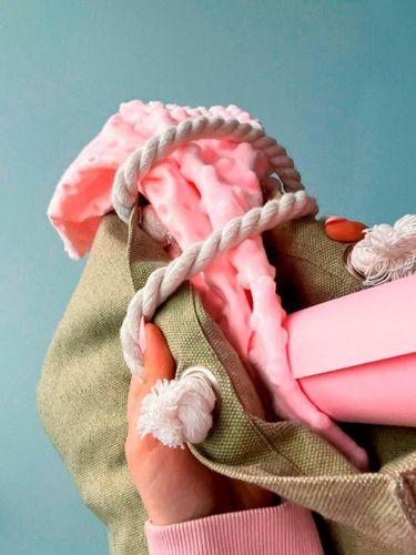 Шопер из брезента с карманом ручками канат на люверсах без печати Размер: 35см х 35см х 10см