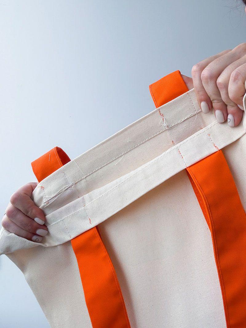 Бежева еко-сумка шопер із контрастними довгими ручками - щільна бавовняна сумка для покупок і щоденного використання без друку, розмір: 40см х 45см