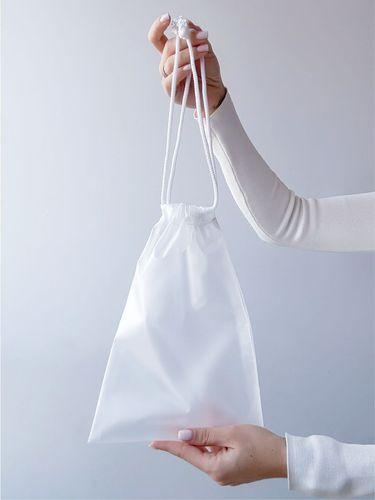 Прозрачный белый мешочек из плащевки для белья или подарков, без печати, размер: 35см х 65см