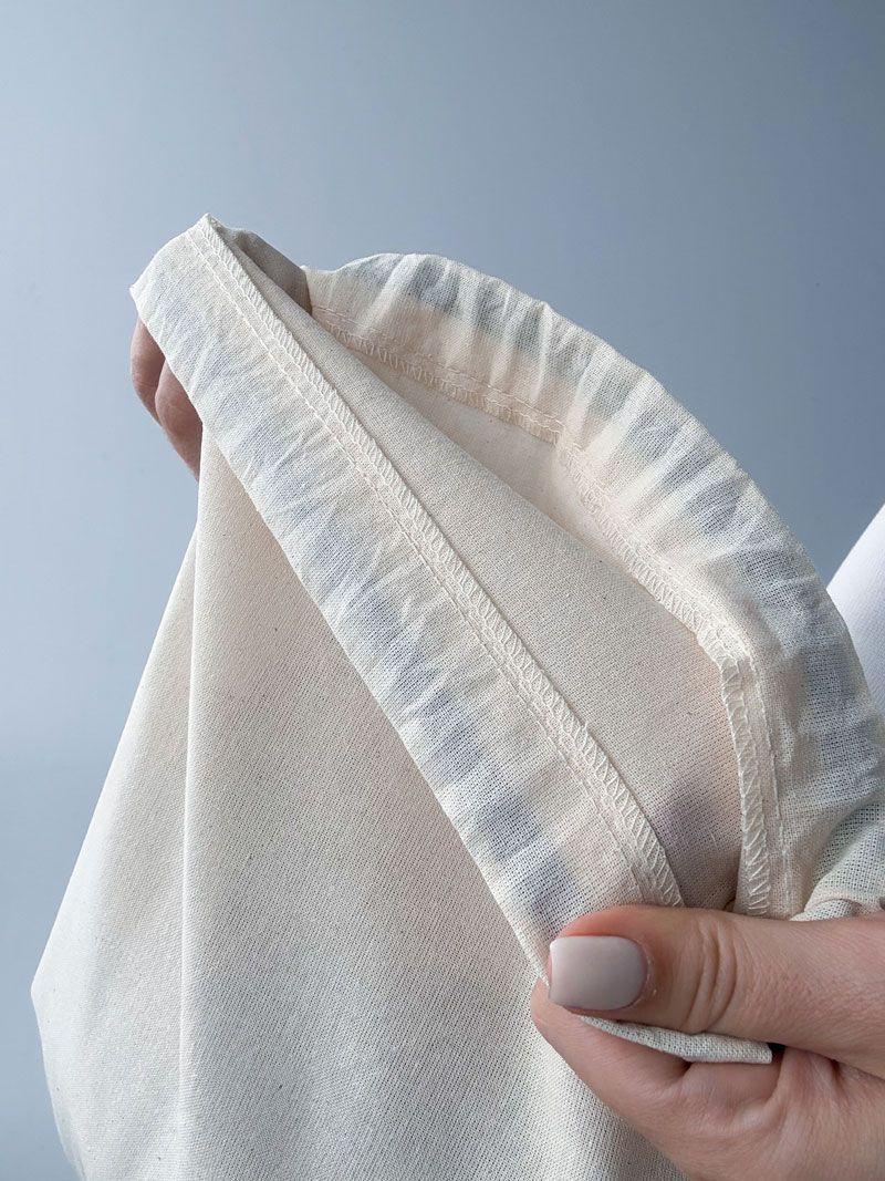 Мешочек из бязи с затягиванием на одну сторону - лёгкий хлопковый мешок для упаковки, хранения и повседневного использования без печати размер: 31см х 36см