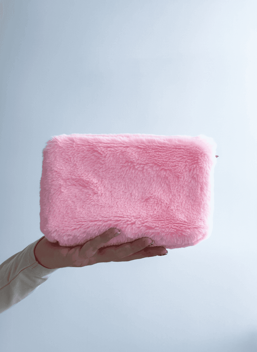 Envelope clutch in faux rabbit fur with flap and magnetic snap - elegant evening and everyday accessory without print size: 20cm x 12cm x 6.5cm