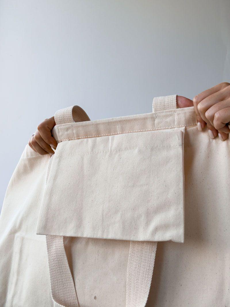 Велика сумка-шопер із саржі з внутрішніми кишенями — міцна тканинна екосумка для покупок та зберігання без друку, розмір: 50см х 35см х 15см