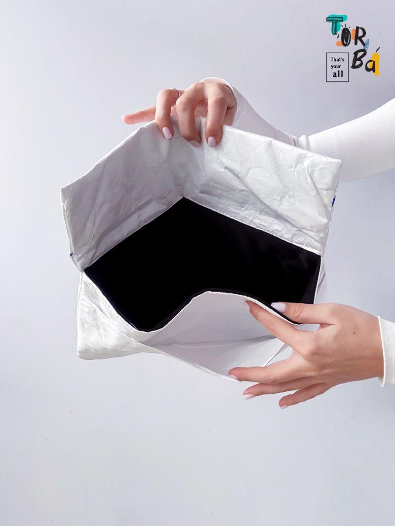 Стильный белый трехслойный клатч-конверт из тайвека, без печати, размер: 35,5см х 23см