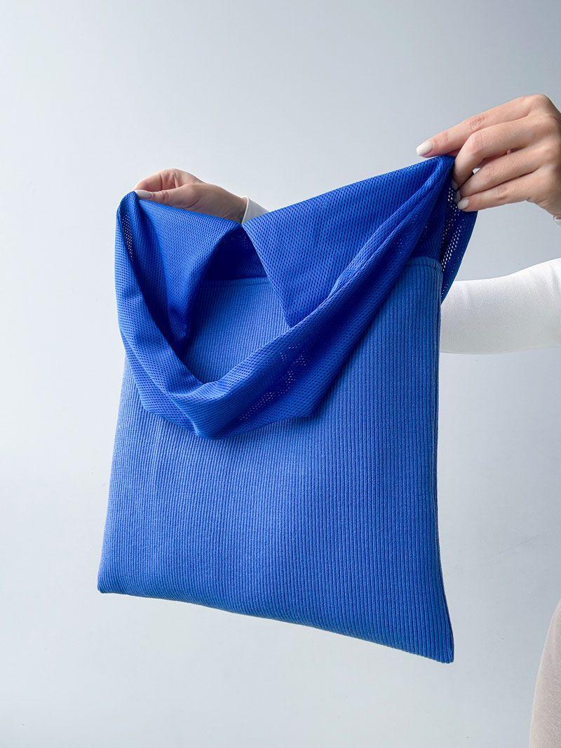 Трикотажна сумка з ручками зі спортивної сітки - стильна текстильна еко-сумка для тренувань, прогулянок та щоденного використання без друку розмір: 35см х 63см