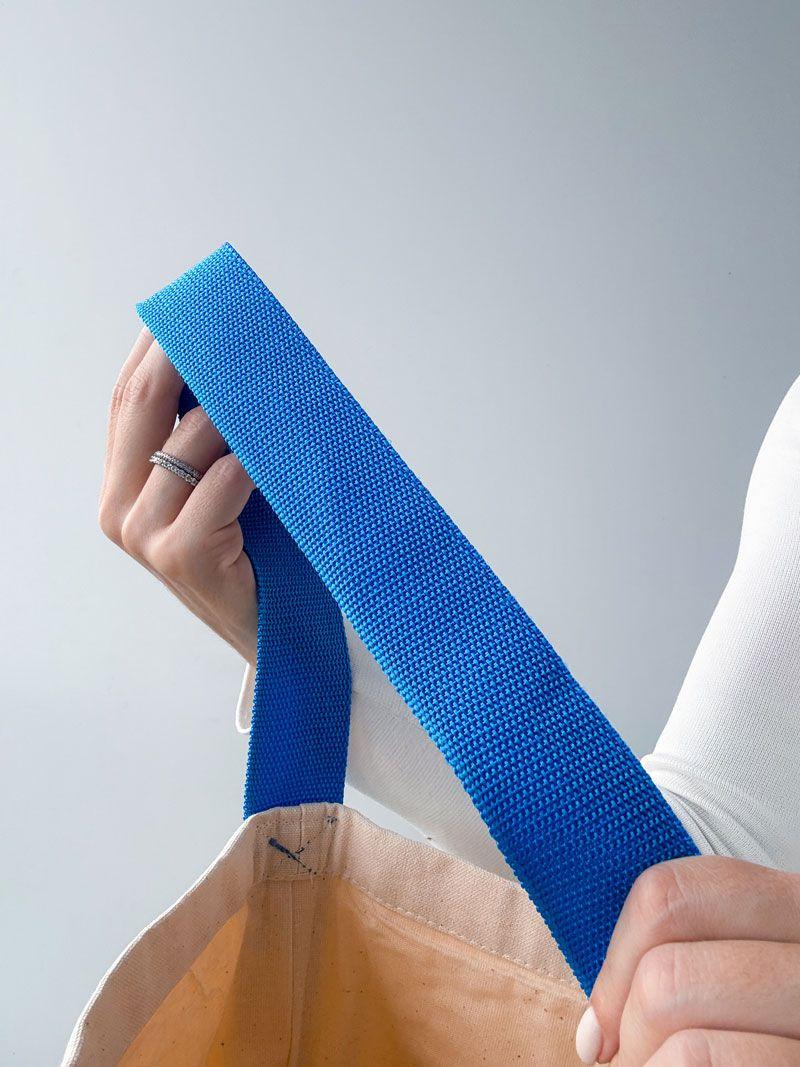 Сумка з двонитки з бічною стрічкою - кросбоді без друку, розмір: 33см х 35см х 12см