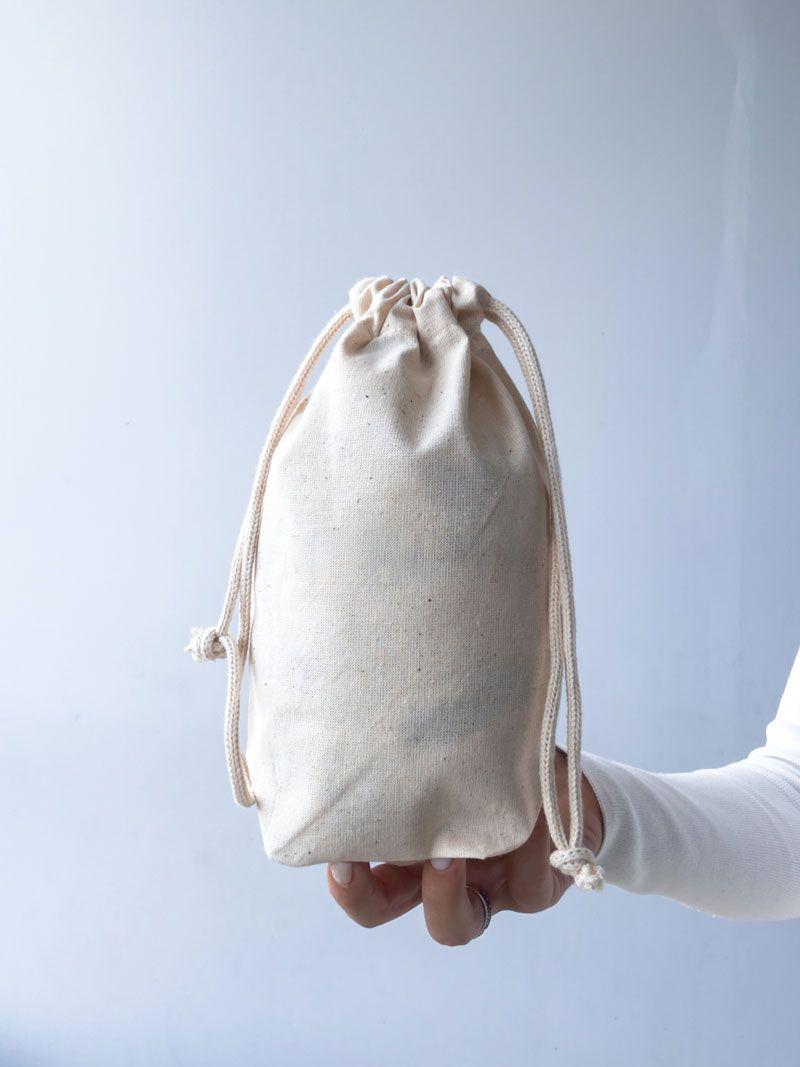 Мішечок із бязі з квадратним дном і бавовняним шнурком — натуральний тканинний пакет для пляшок та подарункового пакування без друку розмір: 17см х 22см х 9см